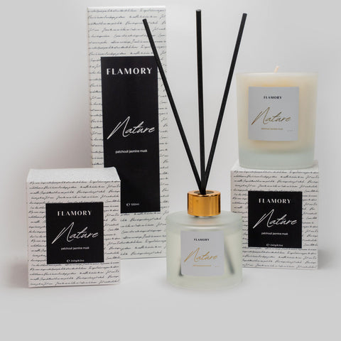 Duftpinde og duftlys gavesæt, hvid