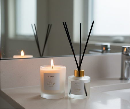 duftlys og duftpinde på badeværelse