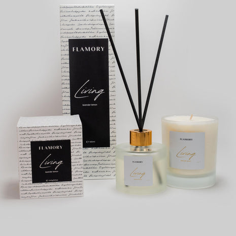 Duftpinde og duftlys gavesæt, hvid