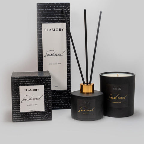 Duftpinde og duftlys gavesæt, sort