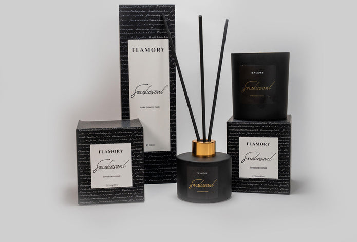 Duftpinde og duftlys gavesæt, sort