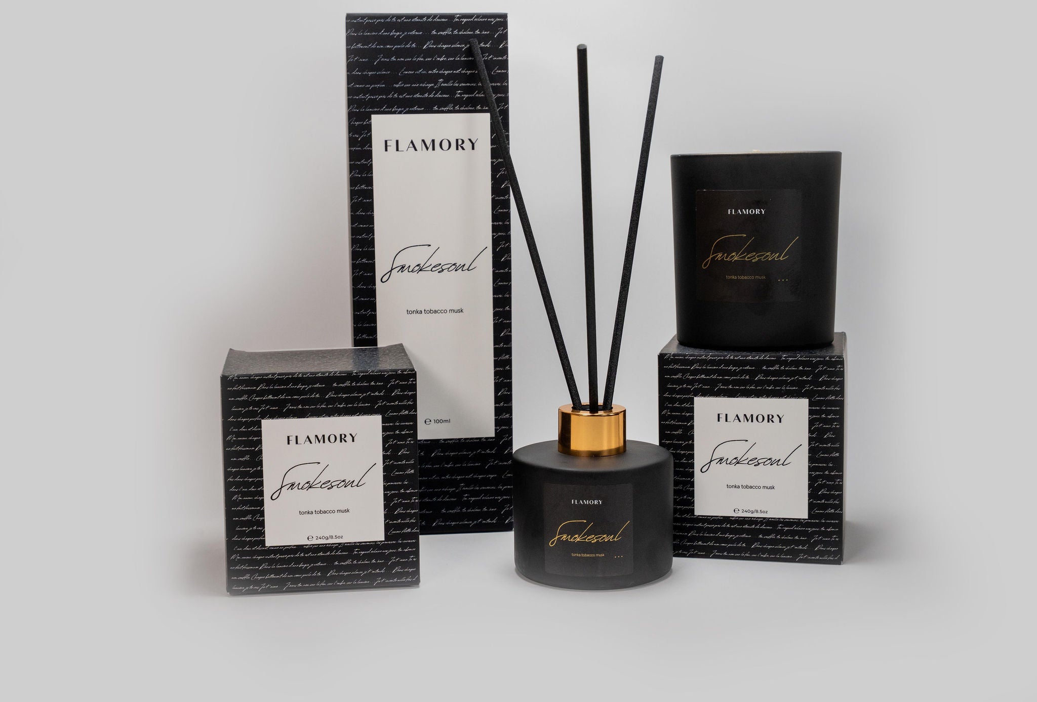 Duftpinde og duftlys gavesæt, sort