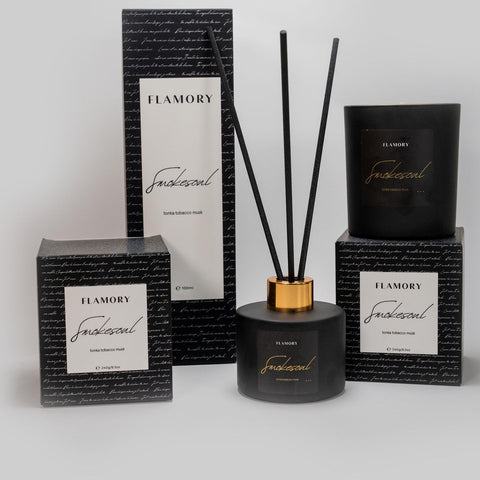 Duftpinde og duftlys gavesæt, sort