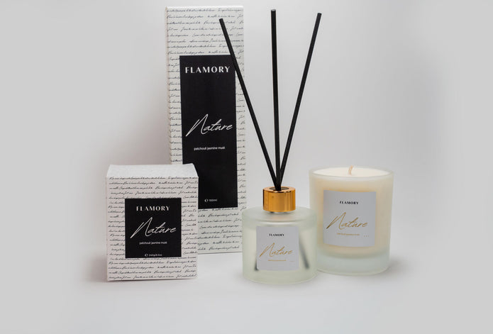 Duftpinde og duftlys gavesæt, hvid