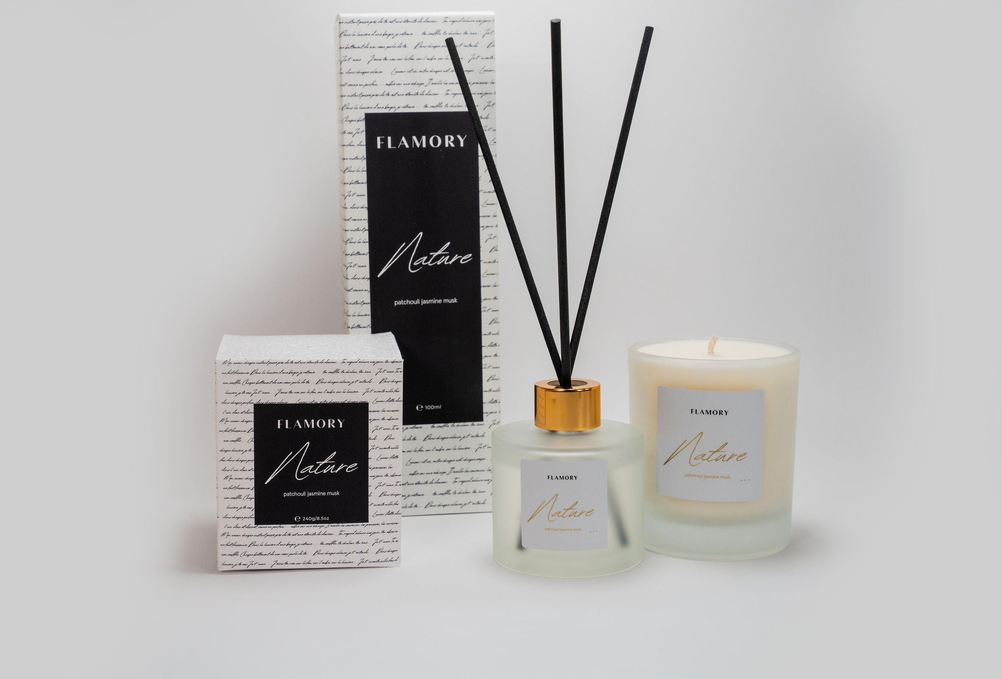 Duftpinde og duftlys gavesæt, hvid