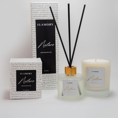 Duftpinde og duftlys gavesæt, hvid