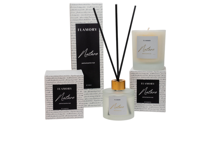 Duftpinde og duftlys gavesæt, hvid