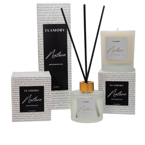 Duftpinde og duftlys gavesæt, hvid