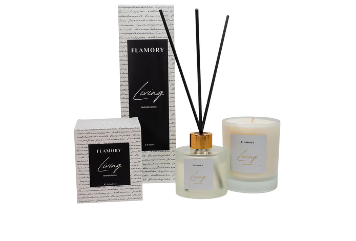 Duftpinde og duftlys gavesæt, hvid