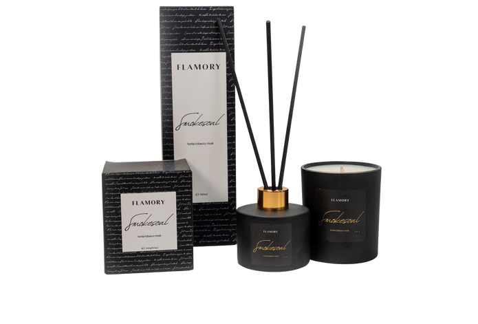 Duftpinde og duftlys gavesæt, sort