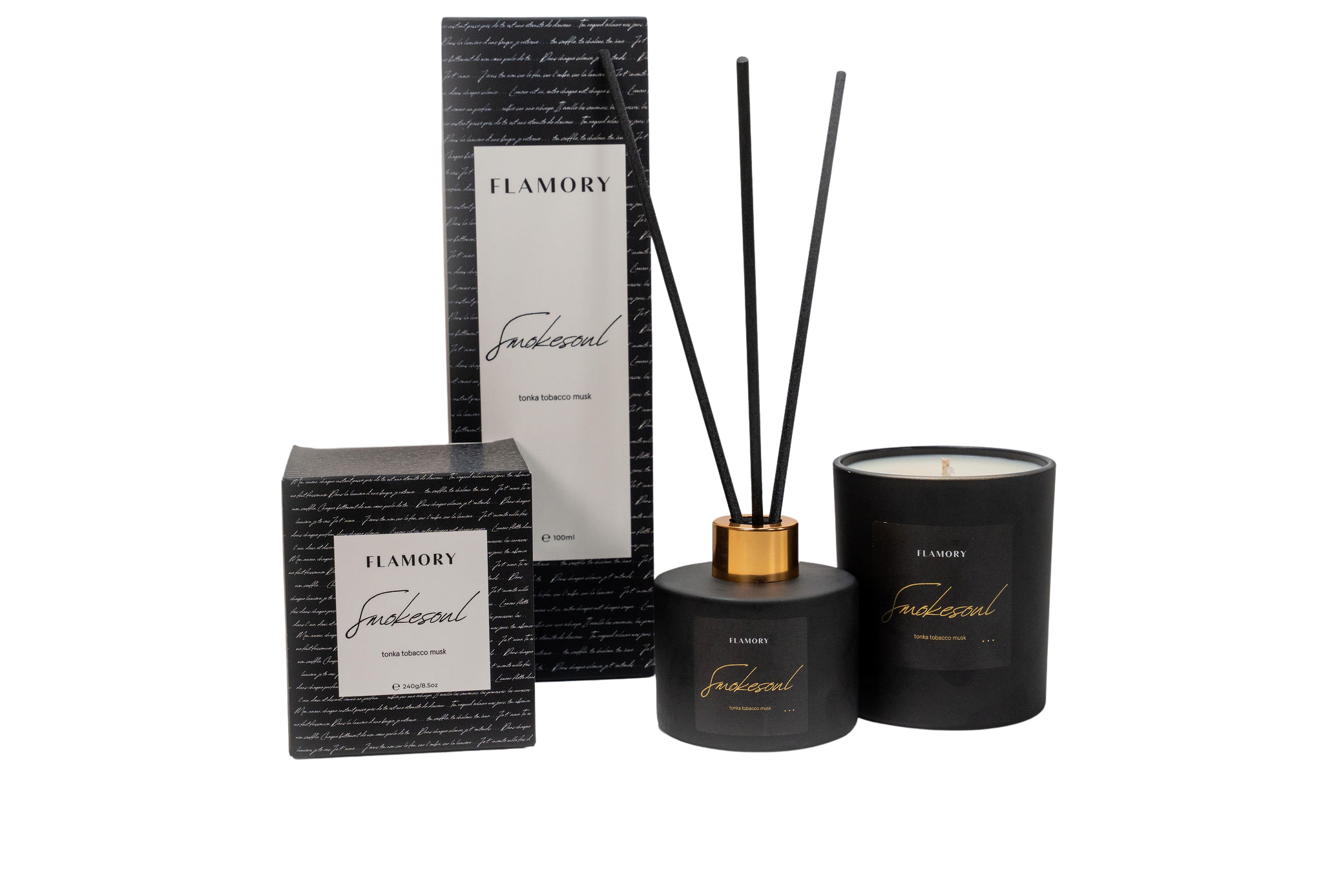 Duftpinde og duftlys gavesæt, sort