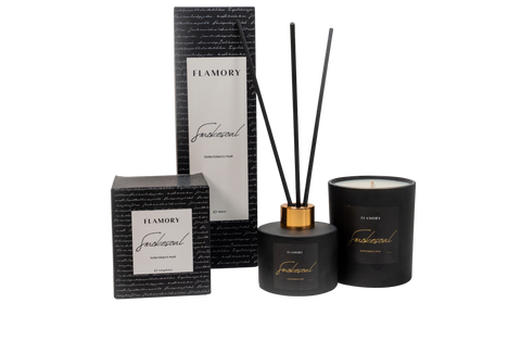Duftpinde og duftlys gavesæt, sort