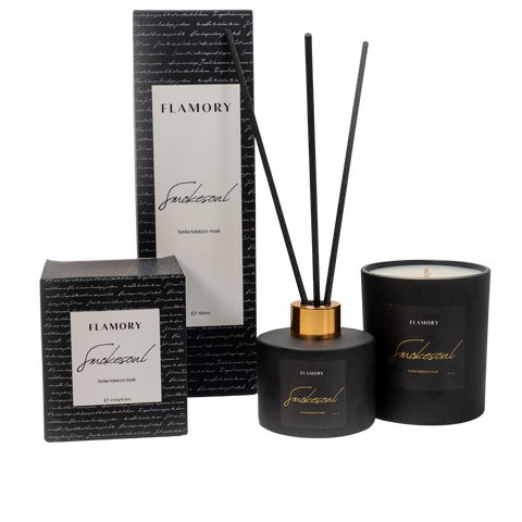 Duftpinde og duftlys gavesæt, sort