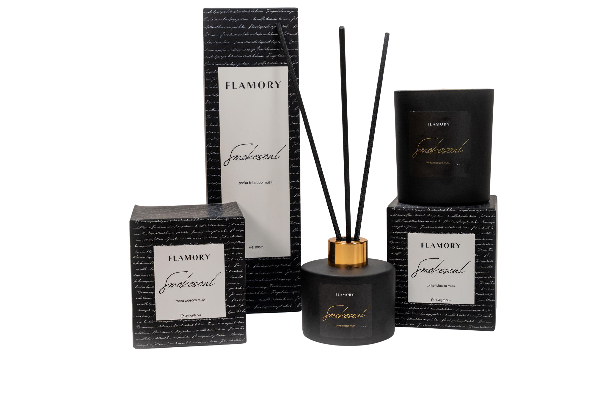 Duftpinde og duftlys gavesæt, sort