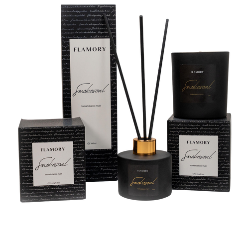 Duftpinde og duftlys gavesæt, sort