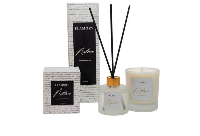 Duftpinde og duftlys gavesæt, hvid