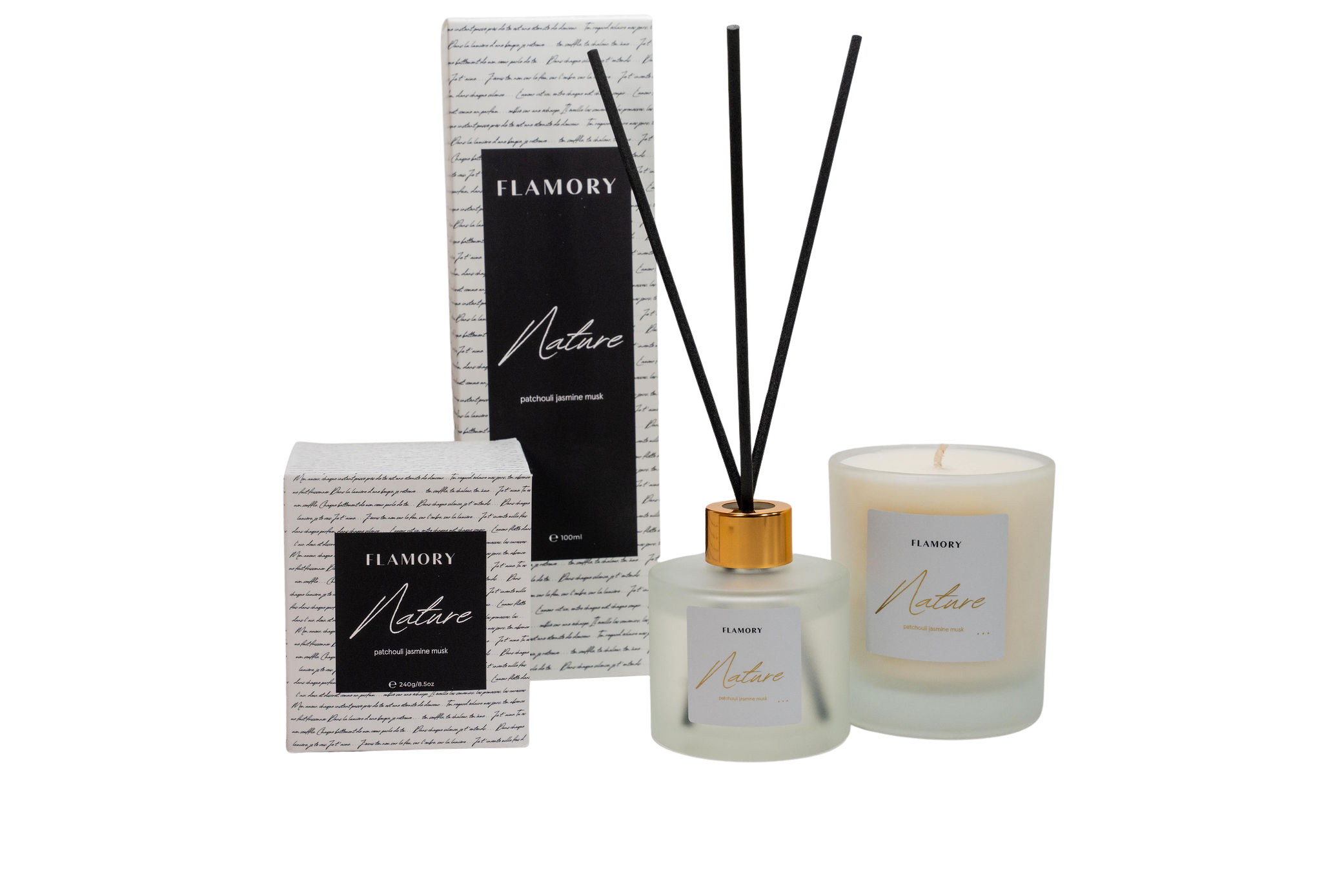 Duftpinde og duftlys gavesæt, hvid